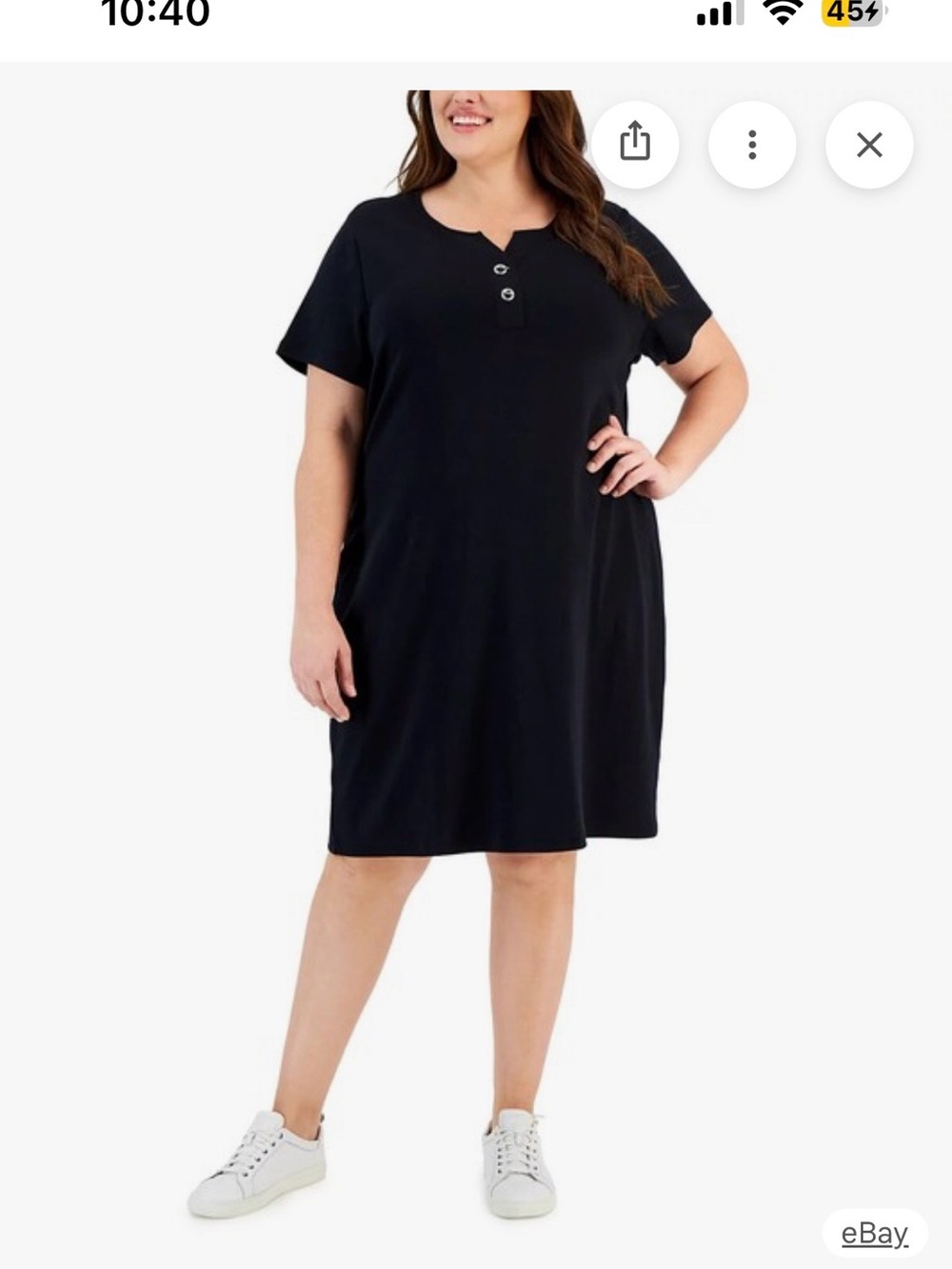 Karen Scott Black Short Sleeve dress with Silver Accent Buttons size 2x